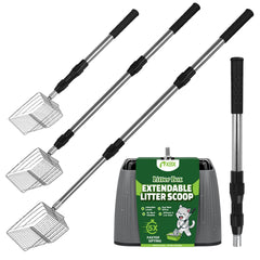 XBX long-handle scoop with holder demonstrates easy access and tidy storage.
