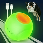Xeuch LED dog ball orange front view for night fetch excitement.
