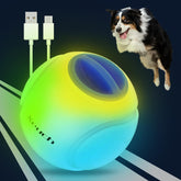 Xeuch light up dog ball glows blue for easy night fetch.