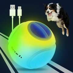 Xeuch light up dog ball glows blue for easy night fetch.