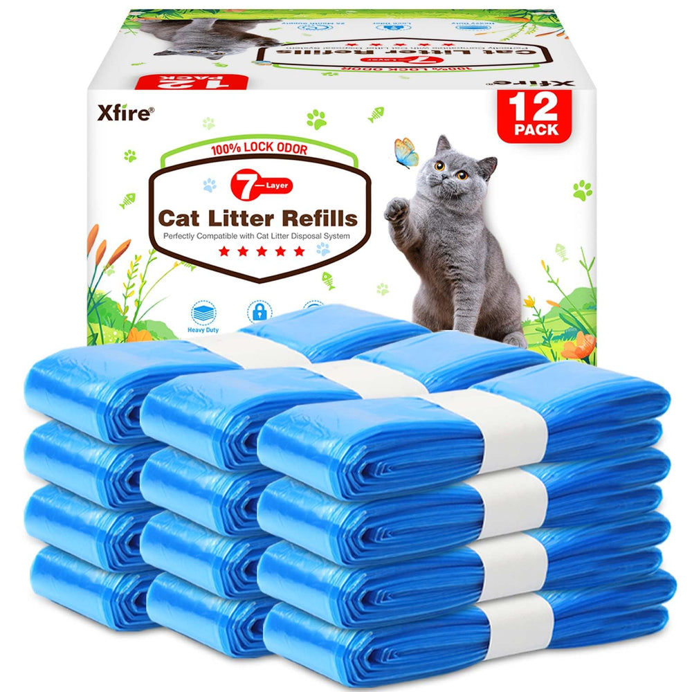 Xfire cat litter refill bags compatible with Litter Genie pails for quick setup.