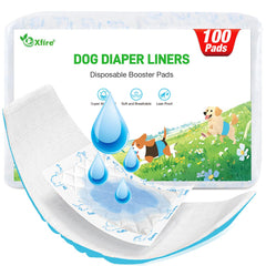Xfire dog diaper liner booster pad demonstrates instant absorbency to prevent leaks.