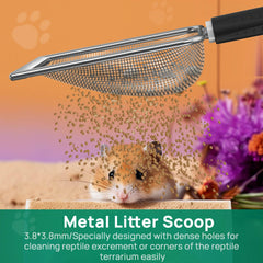 XIAOXINGYUN stainless steel litter scoop handle ergonomic design for comfortable grip.