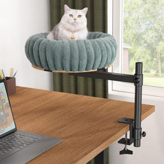 XiaZ cat desk bed with rotating perch provides better visibility for your cat while you work.