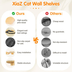 XiaZ Cat Wall Shelves solid pine wood for durable, stylish home decor