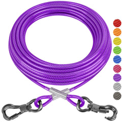 XiaZ dog tie out cable 20ft purple in action, safe roaming space for dogs