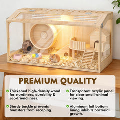 XiaZ 30-inch wooden cage offers panoramic view for monitoring pets.