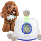 XIMUSON automatic ball launcher in action, enabling hands-free play for small dogs.