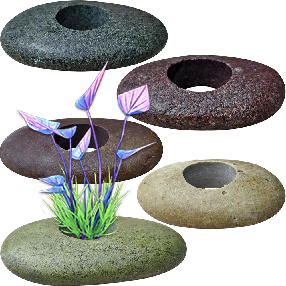 XIOFU river stone plant weights assembly for natural underwater anchoring