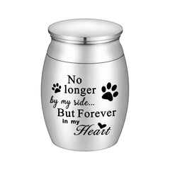 XIUDA mini pet memorial urn front view in stainless steel, a durable keepsake.