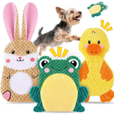 XIUGOAL Bunny plush squeaker crinkle toy for indoor play and gentle tugging