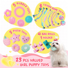XIUGOAL pink puppy toys rope-toy for tugging and interactive fetch with small dogs