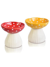 XJYYLX elevated mushroom cat bowls ceramic 2-pack for comfortable meals