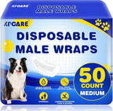 XPCARE 50-count disposable male dog diapers, medium size pack, designed for reliable on-the-go protection
