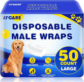 XPCARE disposable male dog diapers in packaging, ready for large dogs to protect furniture.