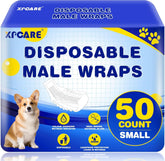 XPCARE disposable male dog diapers in a small pack for on-the-go protection.