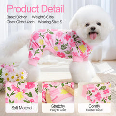 XPUDAC dog pajamas with colorful patterns to distinguish pets quickly.