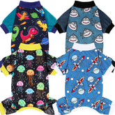 XPUDAC dog pajamas with universe dinosaur pattern for small dogs' cozy wear