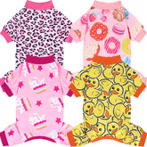 XPUDAC dog pajamas, yellow duck pattern, cozy sleepwear for small dogs