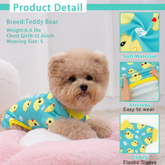 XPUDAC puppy pajamas size chart guide helps select back length and chest fit.