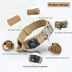 Xqpetlihai waterproof AirTag holder on a dog collar protects trackers outdoors.
