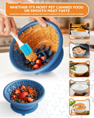 XUOEGUZ Lick bowl features textured surfaces to encourage licking and breath-friendly use.