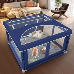 XVISHX dog pads inside the playpen for comfort