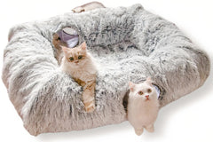 XxingSheep 4-cave XL cat tunnel bed for indoor cats offers cozy hideaway and play.