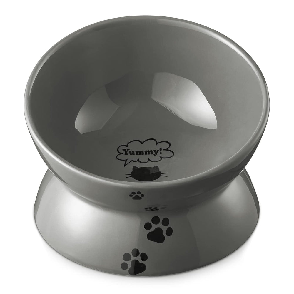 Y YHY raised cat-food bowl side view for easier feeding.