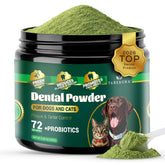 Yabercha probiotic dog dental powder packshot for daily oral care.