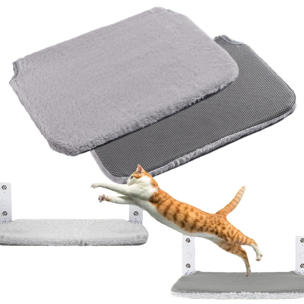 YACVRLT cat window perch cover gray, front view, highlighting secure fit and refreshed comfort.