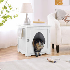 Yaheetech cat litter box enclosure side view highlights ventilation for fresher interior air.
