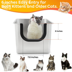 Yangbaga stainless steel litter box non-stick surface eases scooping and cleaning