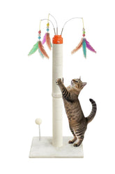 YARUOMY cat scratching post front view with durable paper rope for claws.