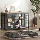 YATINEY foldable dog crate furniture blends into any room as a space-saving containment solution.