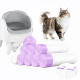 Yatosally 150-count cat litter bags with purple drawstring for secure disposal