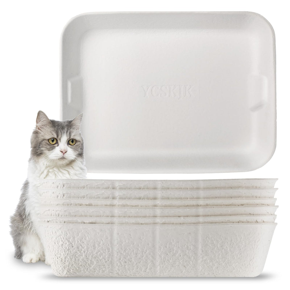 YCSKJK disposable cat litter box, front view, sturdy and leak-resistant for mess-free use