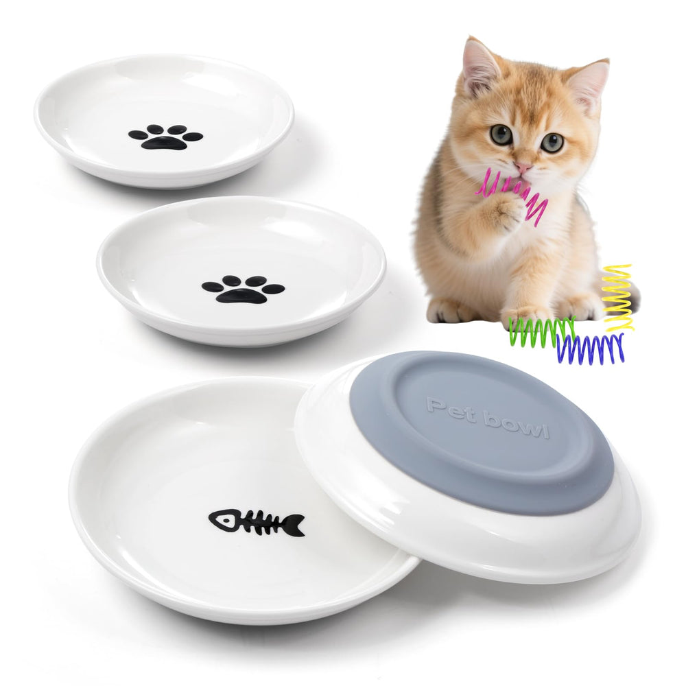 Yeahgo ceramic cat bowl with non-slip base keeps meals steady.