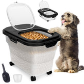 YECERCAN dog food container with translucent body for easy kibble monitoring.