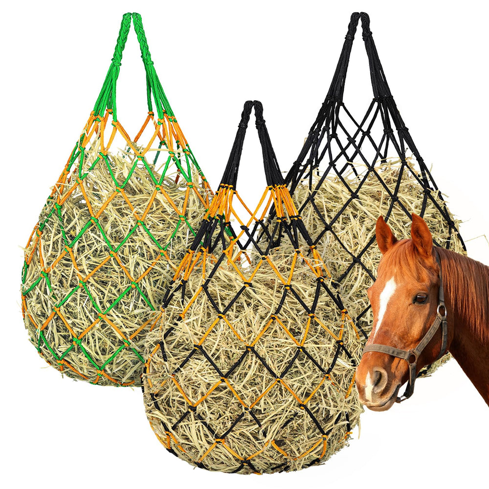 YedsIntu hay bag hanging setup with durable fasteners for secure feeding.