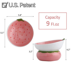 Yeexoxow strawberry-shaped cat dish with cute design and accessible feeding.
