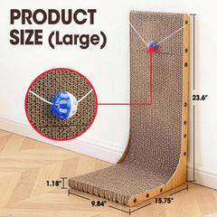 YesBes Cat Scratcher L-shape, side view shows compact footprint for tight spaces.