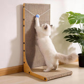 YesBes Cat Scratcher L-shape with ball toy, ideal for wall placement and indoor play.