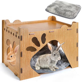 Yesland Rabbit Hideout Castle front view showing spacious indoor play space for rabbits and small pets