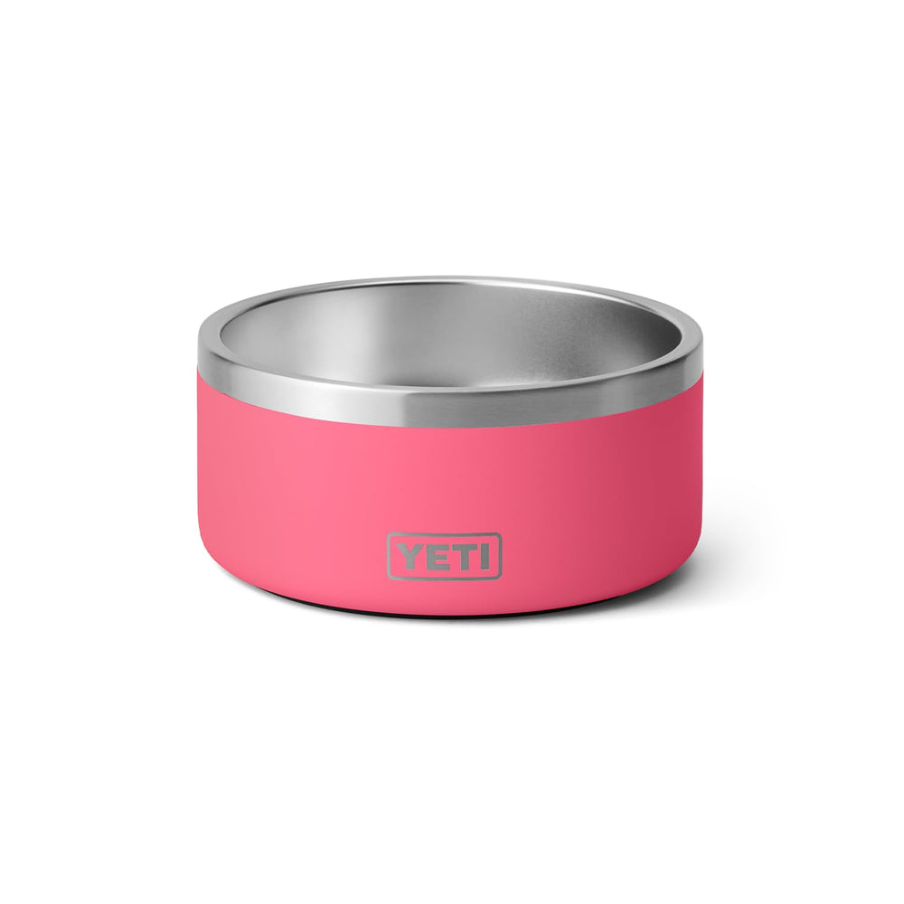 YETI Boomer 4 dog bowl in tropical pink, side view, stable for steady meals.
