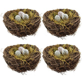 YEUQWJ artificial birds nest close-up, handcrafted rattan, ideal Easter decor.
