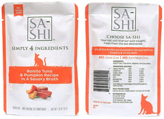 YFCACT Sa-Shi grain-free wet cat food pouch, easy-serving protein-rich meal.