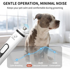 YFL dog nail grinder 3-speed dial adapts to nail thickness.