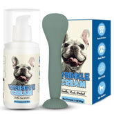 Yibesi dog wrinkle cream application shows targeted, mess-free coverage for sensitive facial folds.