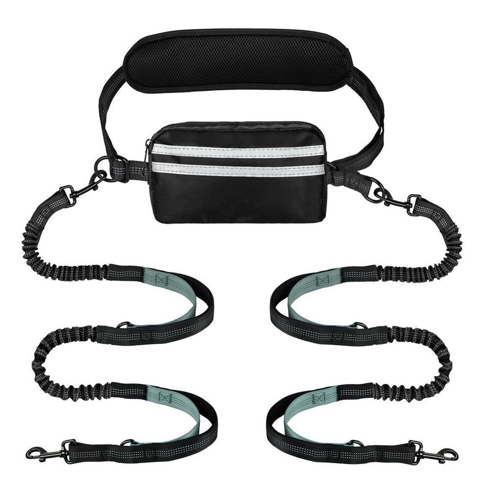 Yicostar hands-free two-dog leash in use for safer, hands-free walking